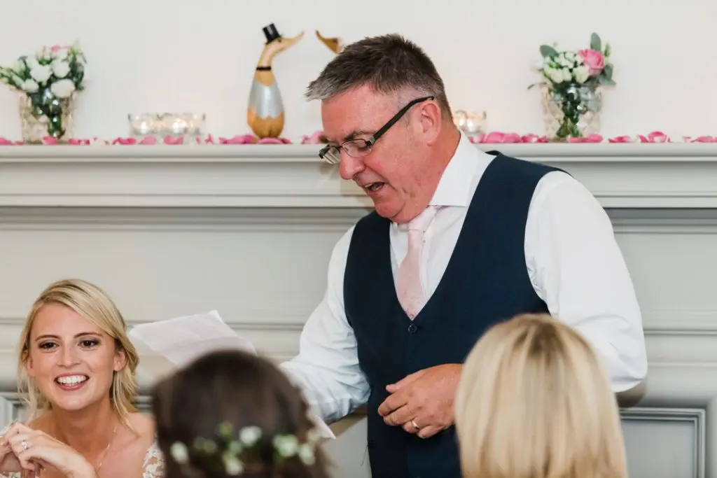 Natalie and Matt Wedding Story at That Amazing Place Essex Wedding Dads Speech