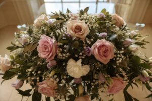 Adele and Douglas big day flowers at exclusive essex wedding venue That Amazing Place