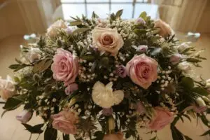 Adele and Douglas big day flowers at exclusive essex wedding venue That Amazing Place