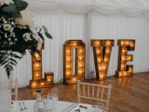 Samantha and Andrew Wedding at That Amazing Place Harlow Essex Wedding Venue Love Giant Letters