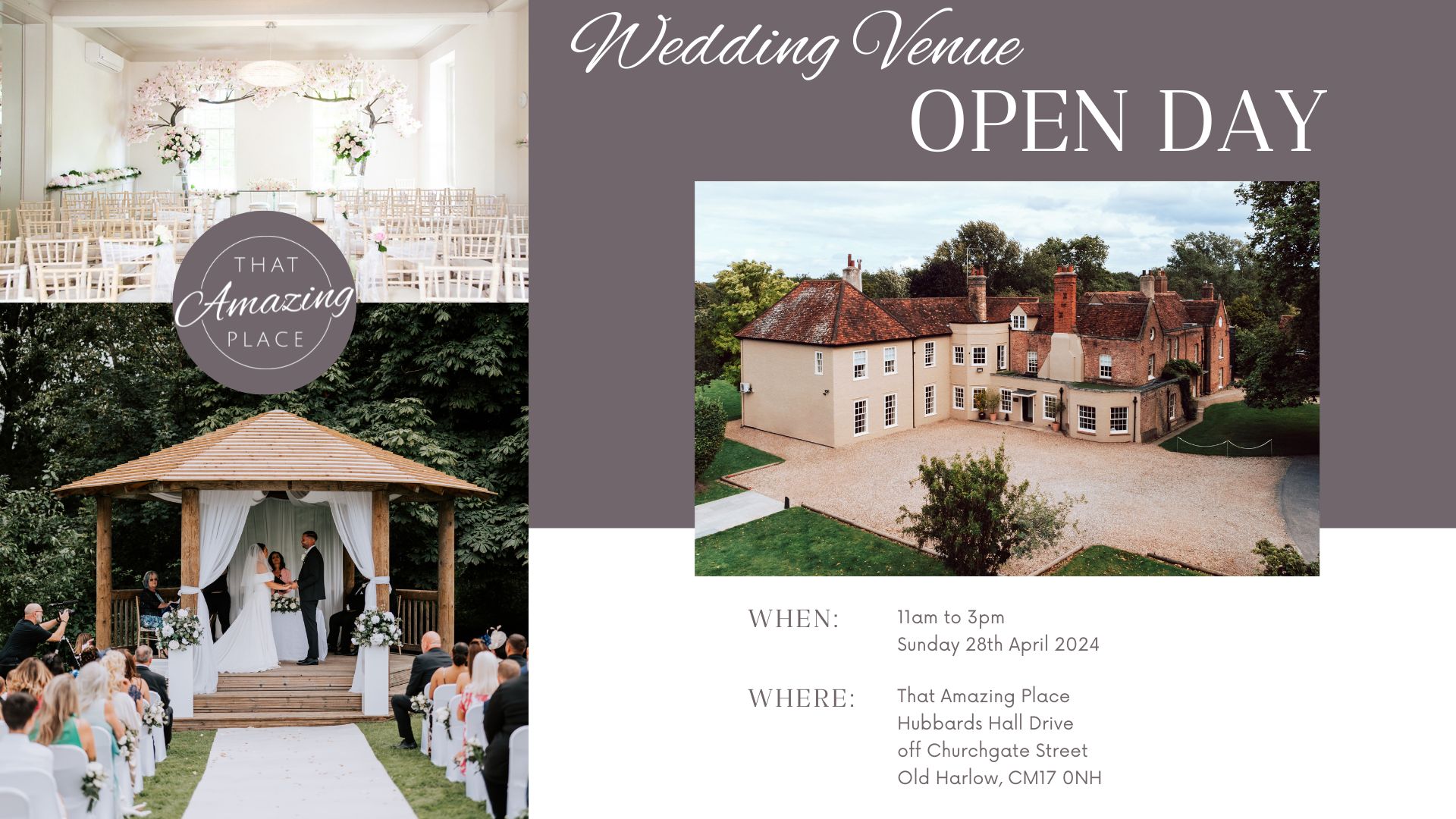 April Open Day at That Amazing Place Wedding venue in Old Harlow Essex