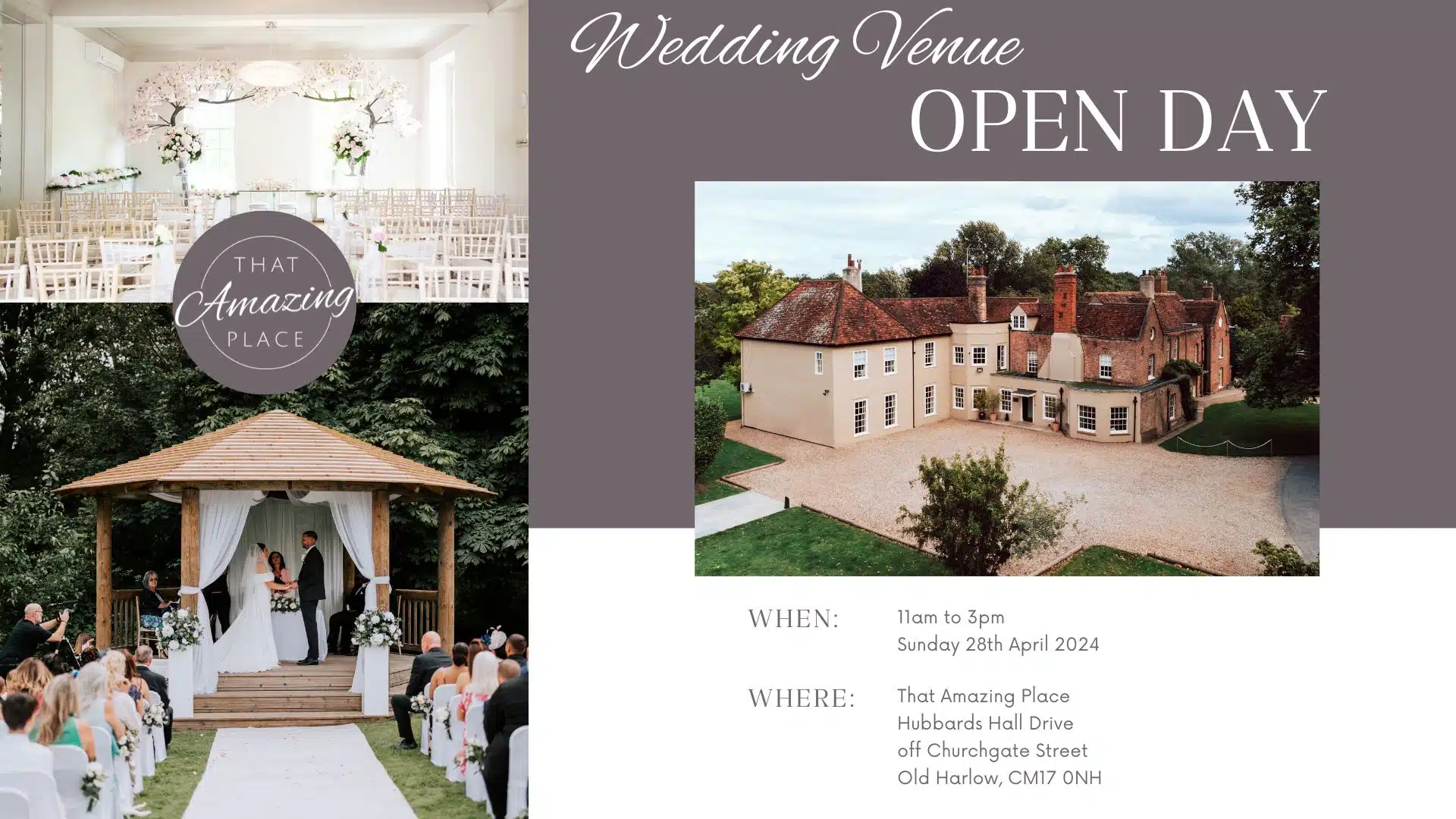 April Open Day at That Amazing Place Wedding venue in Old Harlow Essex
