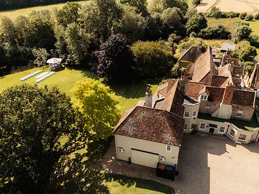 Ariel view of That Amazing Place Essex Wedding Venue with Accommodation