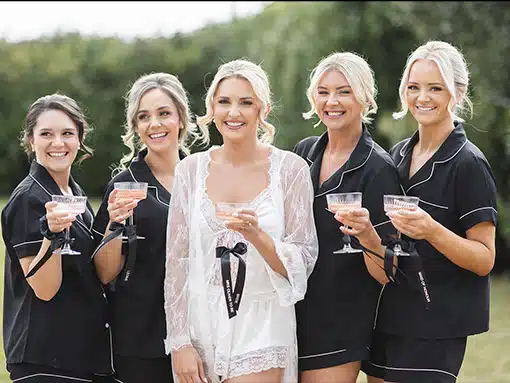Bridal party getting ready at The Wedding Lodge at That Amazing Place Essex Wedding Venue with Accommodation