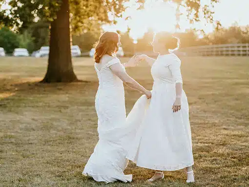 Bride and Bride Lesbian wedding LGTBQ in grounds That Amazing Place Essex Wedding Venue with Accommodation