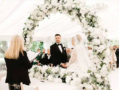 Bride and Groom marquee ceremomy at That Amazing Place Exclusive Essex Wedding Venue