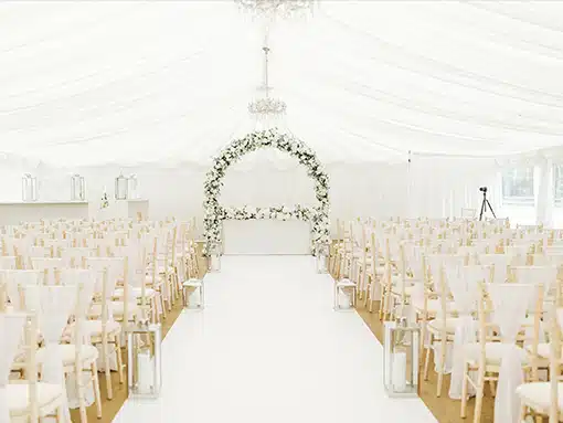 Bride and Groom marquee ceremomy set up at That Amazing Place Exclusive Essex Wedding Venue