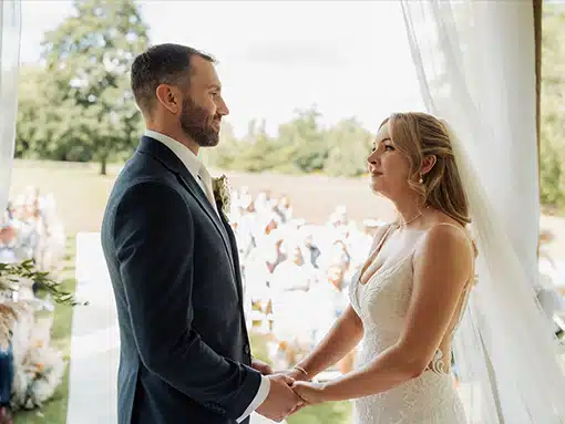 Bride and Groom outdoor ceremomy at That Amazing Place Exclusive Essex Wedding Venue