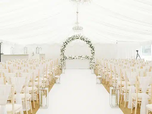 Marquee Wedding Ceremony Set Up at That Amazing Place Essex Wedding Venue with Accommodation