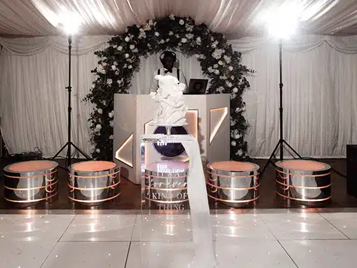 DJ and Cake Set up That Function Band at That Amazing Place Essex Wedding Venue