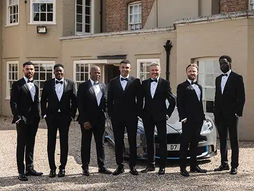 Groomsmen on drive at That Amazing Place Essex Wedding Venue with Accommodation