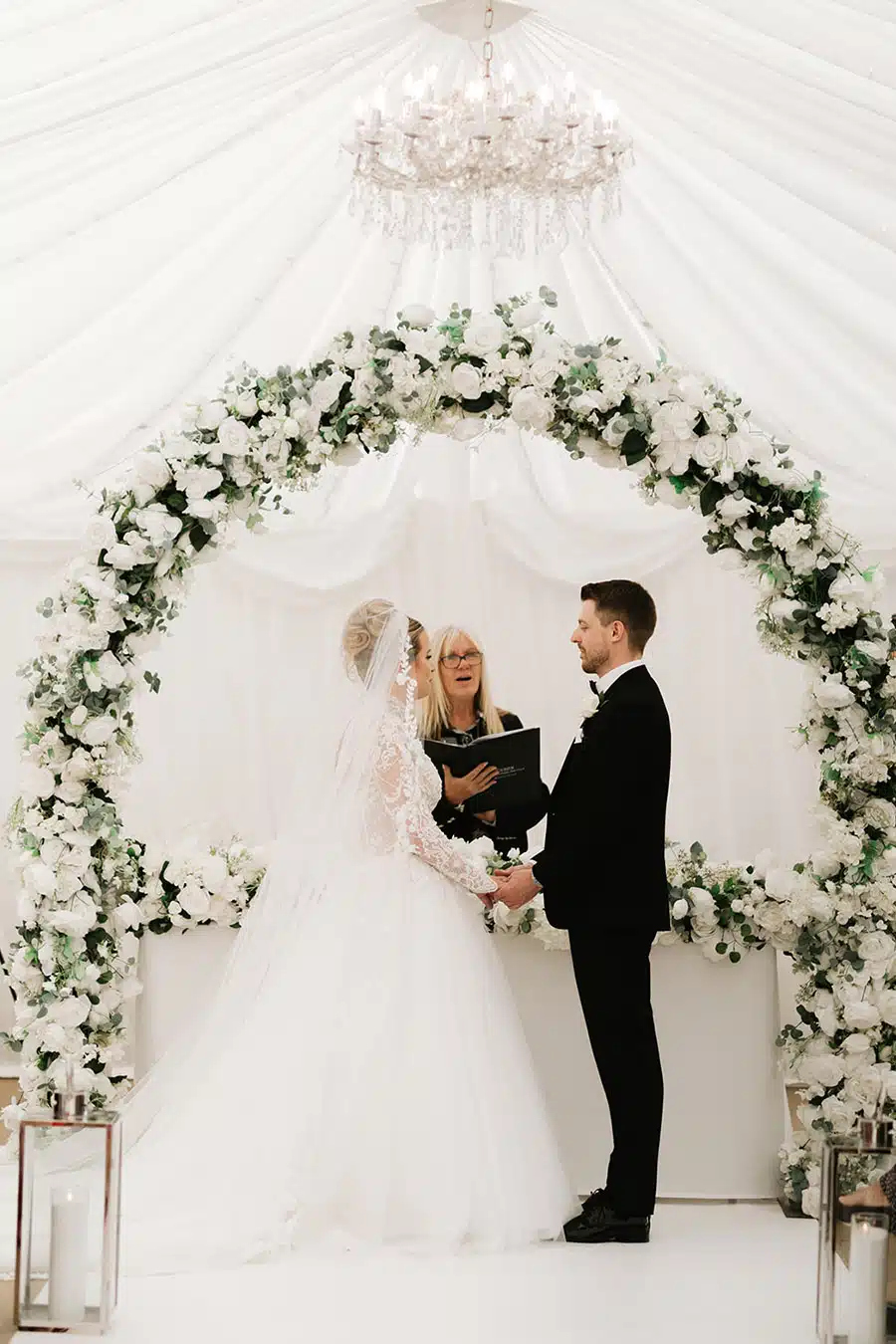 Wedding Ceremony in Marquee at That Amazing Place Essex Wedding Venue with Accommodation by Nikki Watts Photo
